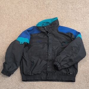 Columbia Black Jacket with Blue and Teal Highlights